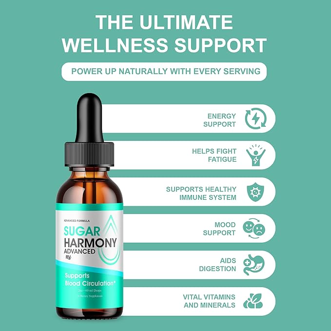 BLUE VIBE SugarHarmony Advanced Maximum Strength Overall Health &amp Wellness Supplement SugarHarmony Premium Daily Health and Overall Support Liquid Supplement Formula (5 Pack - 10oz / 300ml)