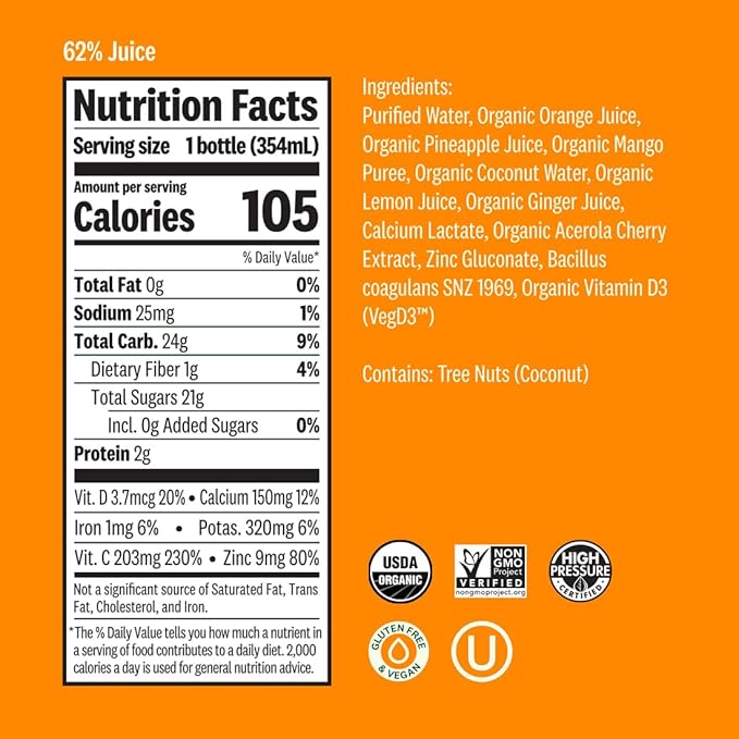 Suja Organic Citrus Immunity Juice 12 Fluid Ounce - 6 per case.