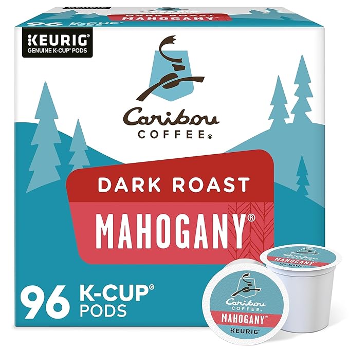 Caribou Coffee Mahogany Single-Serve Keurig K-Cup Pods Dark Roast Coffee 96 Count