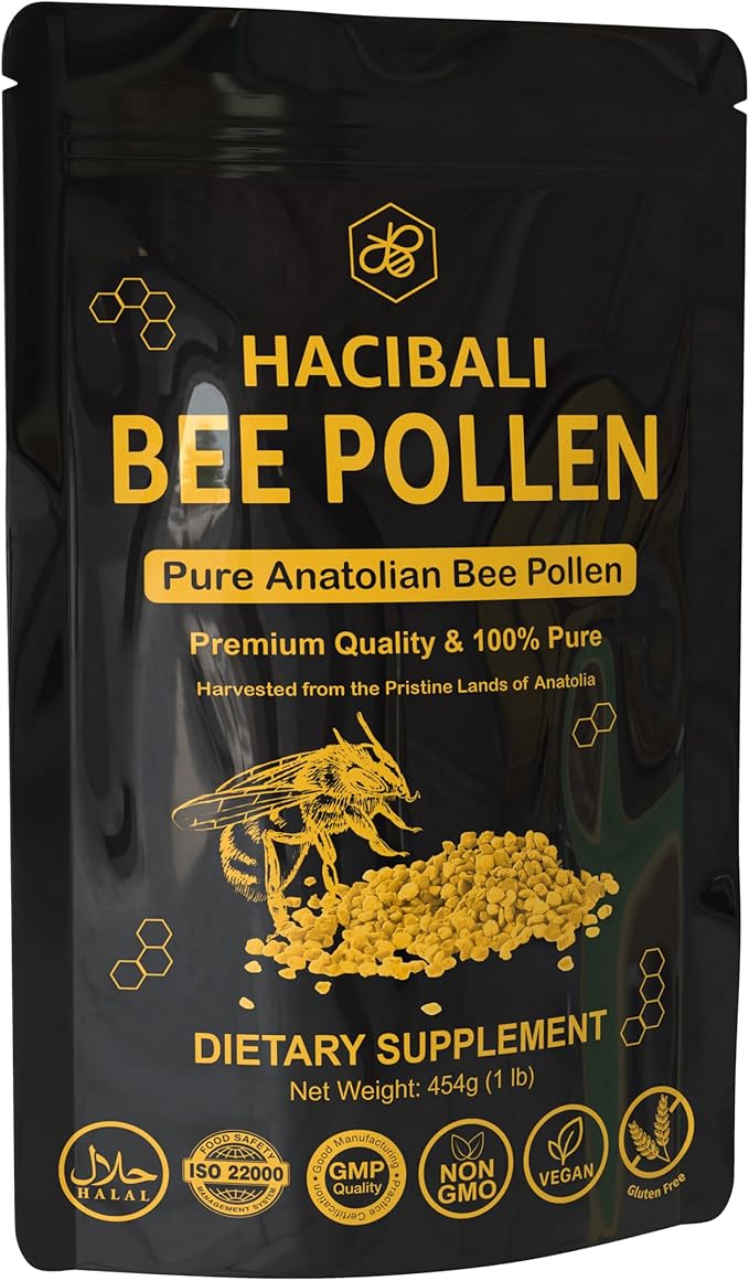 Organic Bee Pollen Granules – 1 lb (454g) – Raw &amp Natural – EU &amp USDA Organic Certified – Halal Kosher GMP ISO 22000 – Premium Anatolian Bee Pollen Superfood