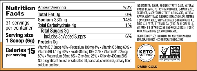 SOS Hydration Electrolyte Powder Drink Mix – Mixed Berry 31 Servings | Low Sugar Electrolytes 15 Cal | Keto Hydration Powder for Rapid Rehydration