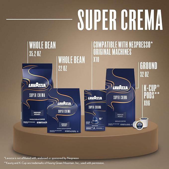 Lavazza Super Crema Ground Coffee Medium Roast Arabica and Robusta Blend 32 oz Bag (Pack of 1)