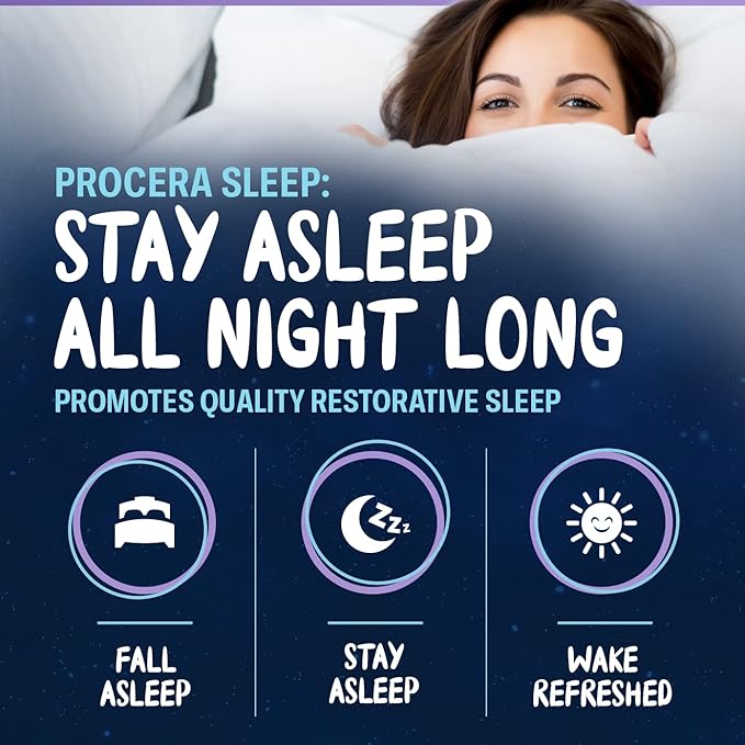 Procera Sleep - Wake Feeling Refreshed - Helps Regulate Circadian Cycles - 7 Clinically Proven Natural Ingredients - Non Habit-Forming - No Side Effects - Theanine - Melatonin - Lemon Balm - 60 Count