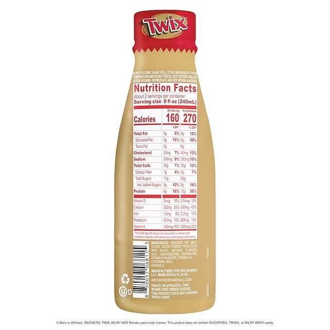 Twix™ Chocolate Milk - Packed with the flavors of crunchy cookie delicious caramel and creamy chocolate. Pack of 12 14 oz Bottles