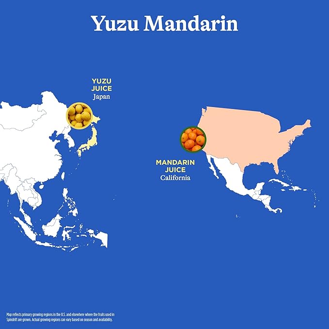 Spindrift Sparkling Water Yuzu Mandarin Flavored Made with Real Squeezed Fruit 12 Fl OZ Cans Pack of 24 (Only 6 Calories per Can)