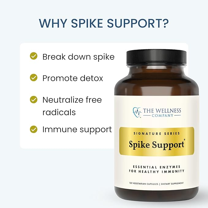 The Wellness Company Spike Support - Detox Immune Health Blood Flow Anti-Clotting - Nattokinase Dandelion Root &amp Black Sativa | 120ct (2 Month Supply)