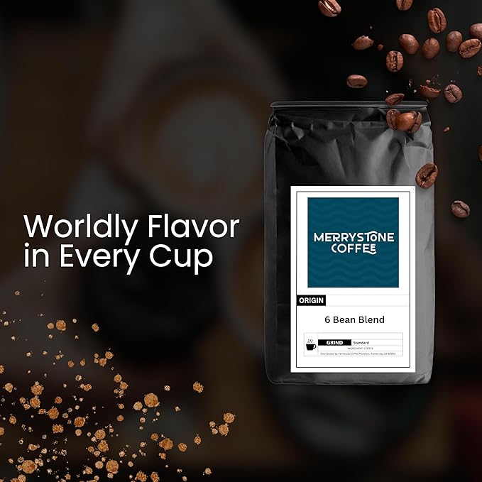 Merrystone 6-Bean Blend Dark Roast Espresso &amp Drip Coffee Roasted to Order 5 Lb Espresso Grind