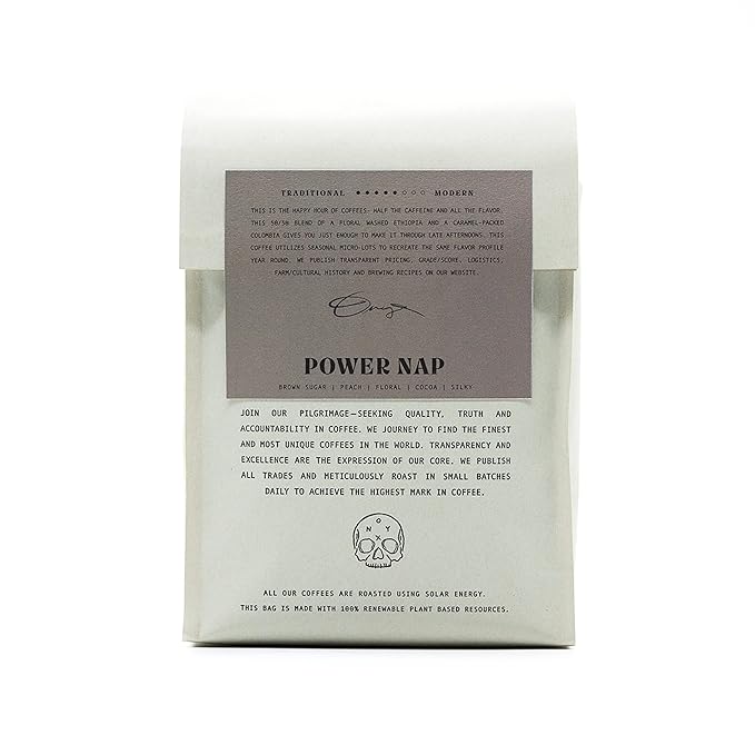 Onyx Coffee Lab Power Nap Half Caffeine Coffee Blend – Half-Caf Medium Roasted Coffee Beans Whole – Coffee Whole Beans w/Brown Sugar Peach &amp Floral Notes