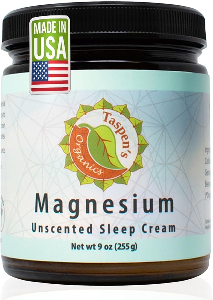 Taspen's Organics Magnesium Unscented Sleep Cream | Natural Nighttime Topical Magnesium for Babies Toddlers Kids &amp Pregnancy | Promotes Relaxation Deep Sleep &amp Soothes Muscles (9 oz)