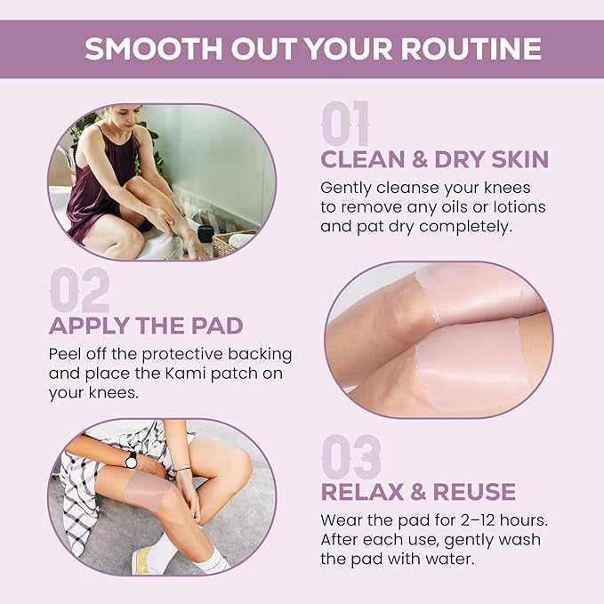 Kami Pure Anti-Wrinkle Knee Pad | Reusable Silicone Gel Anti-Aging Collagen Leg Patch to Repair | silicone wrinkle patches | Hydrate and Smooth Skin best silicone wrinkle patches | Single Pair