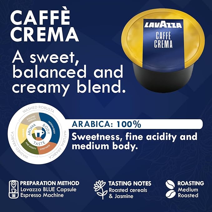 Lavazza Blue Coffee Capsules Variety Pack – 100 Count (50 Pods Each) – Includes Top Class &amp Caffè Crema Blends – Compatible with Lavazza LB Espresso Machines Only – Premium Italian Coffee