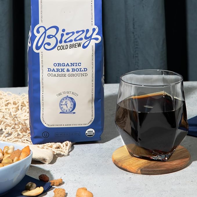 Bizzy Organic Cold Brew Coffee | Bundle | Coarse Ground Coffee | Dark &amp Bold 1 LB + Espresso Blend 1 LB | 2 Pack