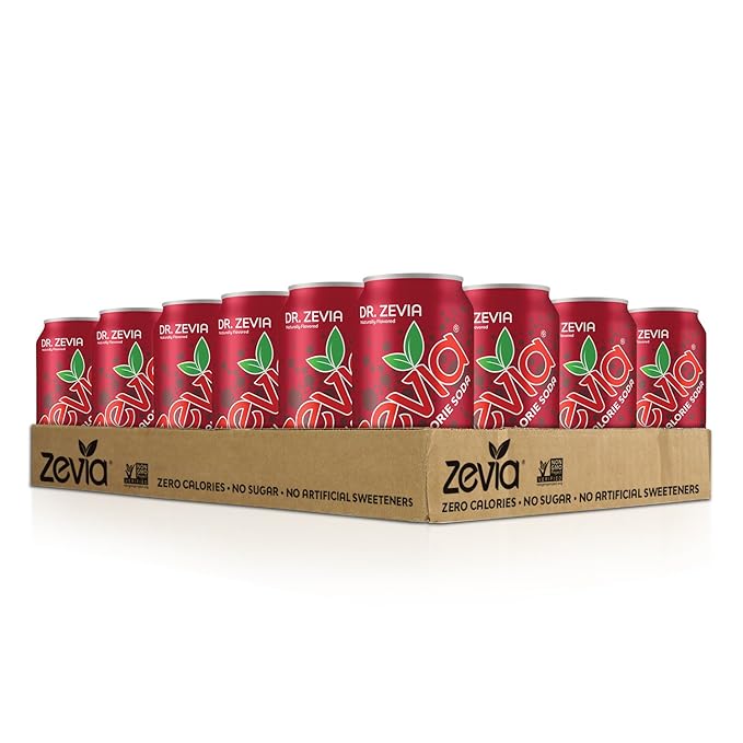 Zevia Zero Calorie Sodas Variety Pack Dr Zevia (24 Cans) and Cherry Cola (Pack of 12 Cans)