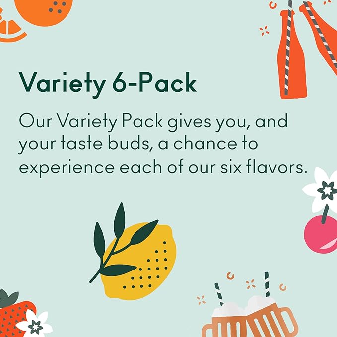OLIPOP - 6-Flavor Soda Variety Pack Healthy Soda Sampler Prebiotic Soft Drinks Supports Digestive Health &amp Gut Health High Fiber Low Calorie Low Sugar(12 oz 6-Pack)