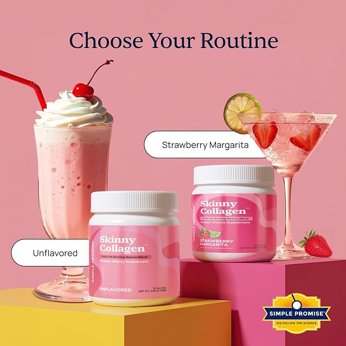 Skinny Collagen Weight Loss Supplement - Hydrolyzed Multi-Collagen Peptides Powder Drink - Types I II III V X - Supports Fat Burning &amp Weight Goals For Women - 30 Servings - Strawberry Margari