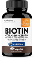 Sandhu's Hair Vitamin with Biotin Collagen Keratin Ashwagandha | Supports Hair Health | for Men &amp Women | 60 Capsules