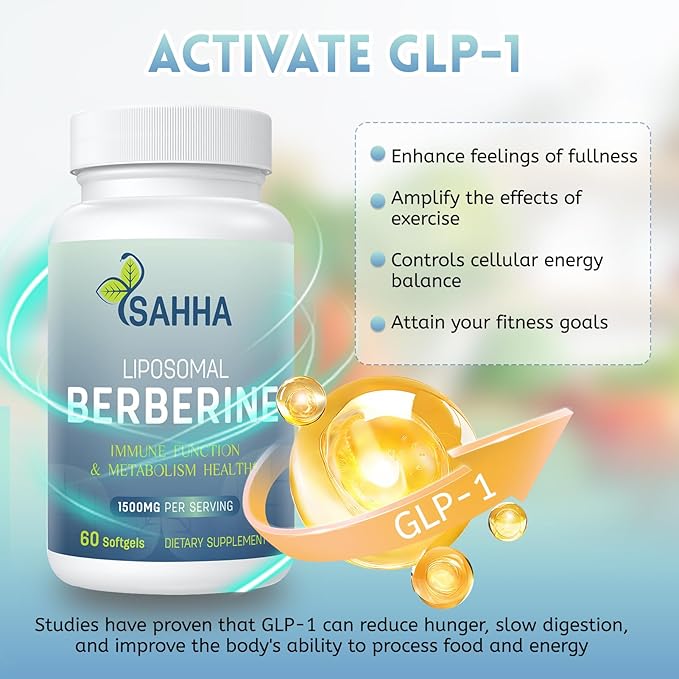 Sahha Liposomal Berberine HCL 1500mg High Bioavailability for Men and Women Overall Health Supplement