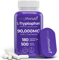 LongLifeNutri L-Tryptophan 500mg - 180 Veggie Capsules 6 Month Supply - Natural Sleep Aid and Mood Stability Support for Serotonin Balance - Lab Tested Made in USA Non-GMO