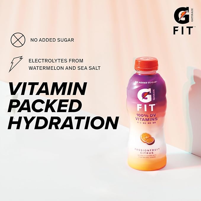 Gatorade Fit Electrolyte Beverage Healthy Real Hydration Watermelon Strawberry 16.9.oz Bottles (12 Pack)