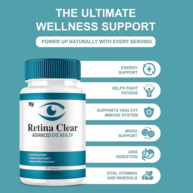(5 Pack) Retina Clear Advanced Eye Health Supplement Retina Clear Max Strength Overall Vision &amp Wellness Supplement RetinaClear Advanced Vision Support and Eye Health Formula Pills (300 Capsules