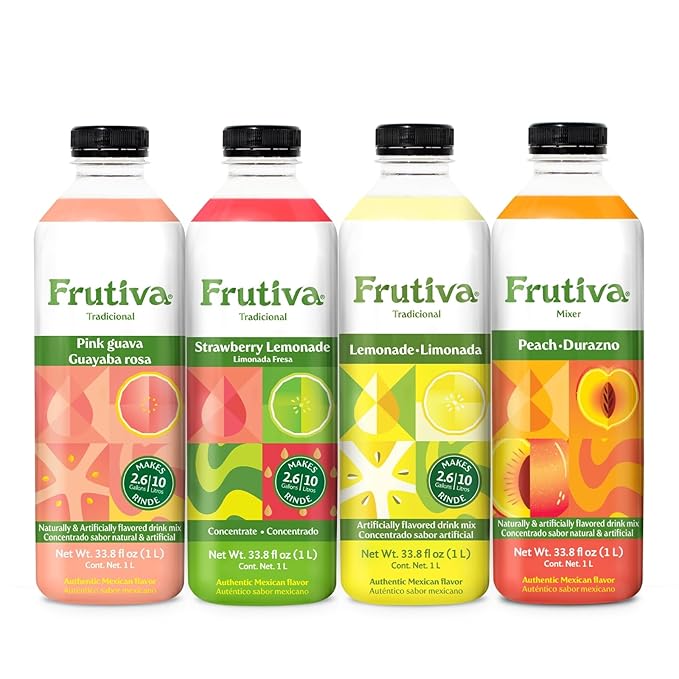 Frutiva Authentic Drink Mix Bundle | Made in Mexico with Cane Sugar | Aguas Frescas Concentrate Makes 2.6 Gallons | No High Fructose Corn Syrup | Perfect for Cocktails &amp Drinks