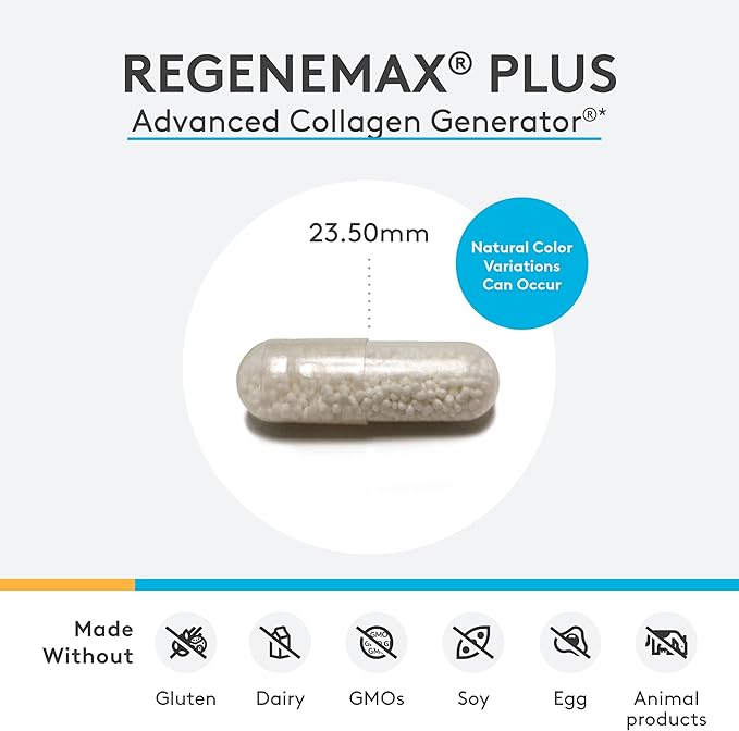 XYMOGEN RegeneMax Plus - Advanced Collagen Supplements with Biotin &amp Clinically Tested ch-OSA - Supports Skin Hair Nails &amp Bone Health - Collagen for Women &amp Men (60 Capsules)