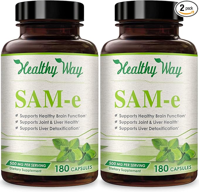 500mg SAM-e Supplement - High Strength 500mg S-Adenosyl-L-Methionine Capsules for Brain Liver and Mood Support - Non-GMO High Absorption Same Supplement (360 Servings)