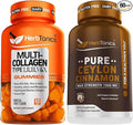 Herbtonics Multi Collagen Gummies Type 1235 &amp 10 with Biotin for Hair Growth Skin Nails - Premium Ceylon Cinnamon Capsules - Effective Cinnamon Pills for Enhanced Well-Being - 1500mg Cinnamon