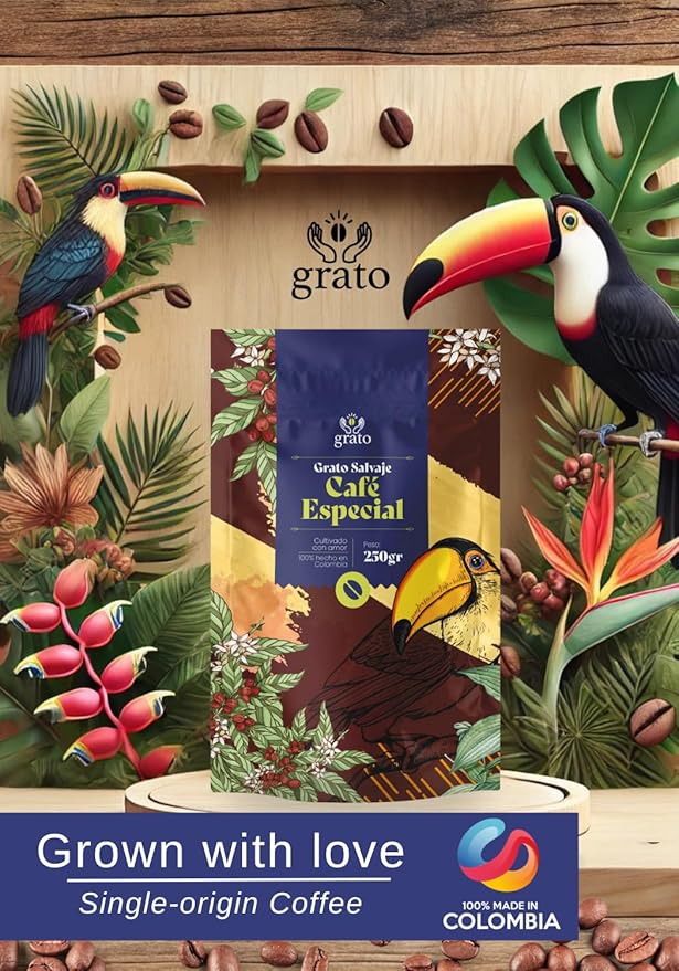 Grato Single Origin Colombian Ground Coffee: Medium Roast with Jasmine Lime &amp Ripe Fruits - Cupping Score +90