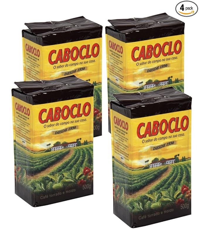 Cafe Caboclo 500g | Torrado e Moído | Roast and Ground Coffee 17.60oz (PACK OF 4) |GLUTEN FREE|
