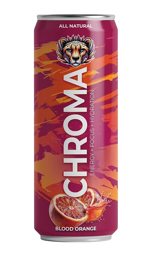 CHROMA All Natural Mushroom Energy Drink - Lion's Mane Cordyceps L-Theanine Beet Root Guarana Electrolytes Adaptogens Green Tea Caffeine. No crash or jitters. Energy Mood Focus Performance B