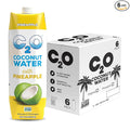 C2O - Coconut Water with Pineapple (6 Pack) - Made with Fresh Coconut Water - Plant Based Non GMO Water - Natural Hydration Essential Electrolytes &amp Potassium - 6 Tetra Packs 33.8 FL OZ