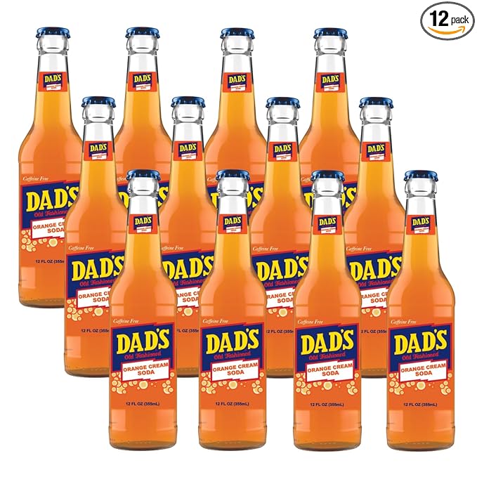 Dad's Old Fashioned Soda – 12 Glass Bottles (12 oz Each) – Premium Retro Soft Drink – Classic Root Beer Flavor – Vintage-Style Craft Soda for Nostalgic Refreshment &amp Gifting (12 Pack Orange Cream