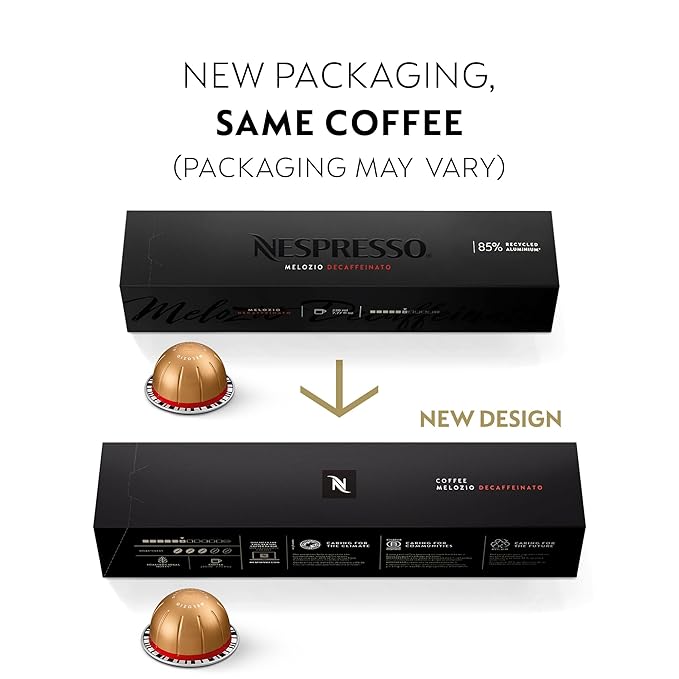 Nespresso Capsules Vertuo Melozio Decaffeinato Medium Roast Espresso 30-Count Coffee Pods Brews 7.8 oz.