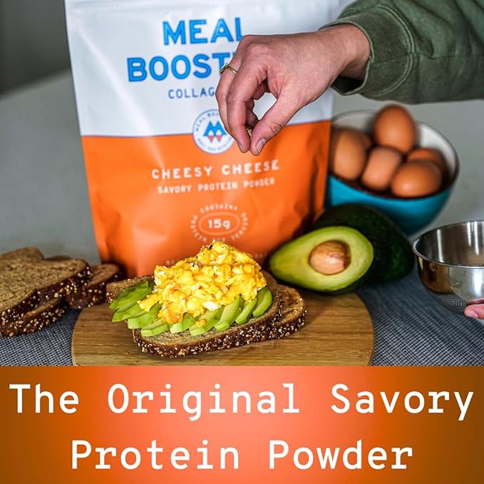 Meal Boosters Savory Protein Powder Supplement | 15–20g Complete Protein Meal Enhancer for Cooking &amp Prep | Collagen Peptides for Gut Joint &amp Support | Keto Friendly Gluten Free (Cheesy Chee