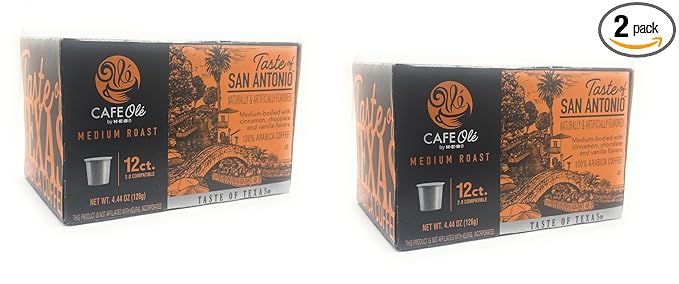 Cafe Ole HEB Single Serve Coffee Pods 12 count - 2 boxes (Taste of San Antonio)