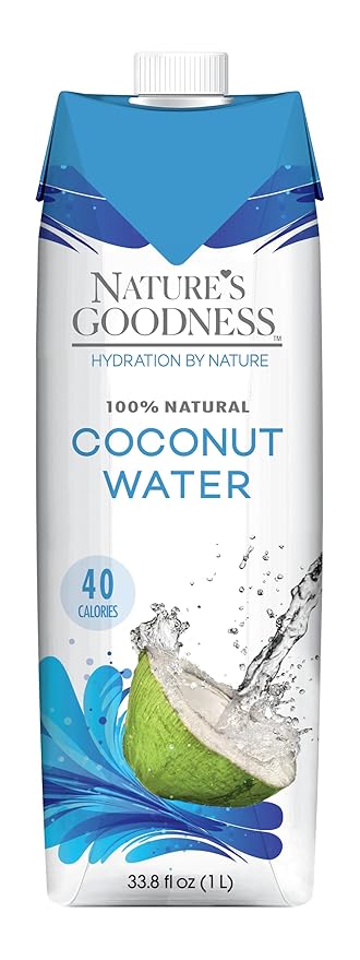 6 Pack of Nature's Goodness Coconut Water - 33.82 Fl Oz 1(L) (No Pulp Sugar Free Vegan Hydrating Naturally)