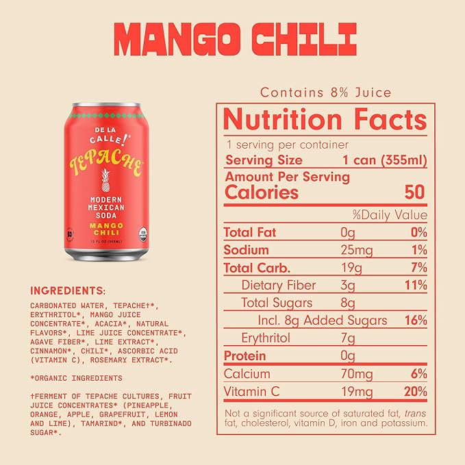 De La Calle Tepache Picante Mango Chili 12 fl oz (Pack of 12)