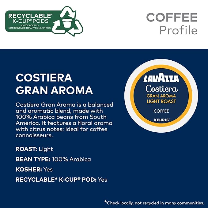 Lavazza Favorites Collection Variety Pack Single Serve Keurig® K-Cup® Pods Light and Medium Roast Coffees 64-Count Box