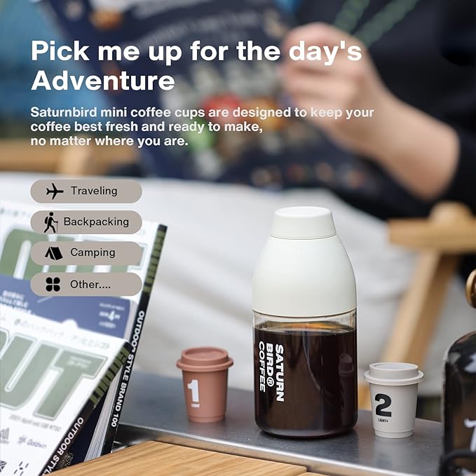SATURNBIRD Specialty Coffee Instant Cold Brew Light-Medium Roast 100% Arabica Powder Enjoy Hot/Cold 24 Single Serves for Camping Traveling Home Office(NO.2)