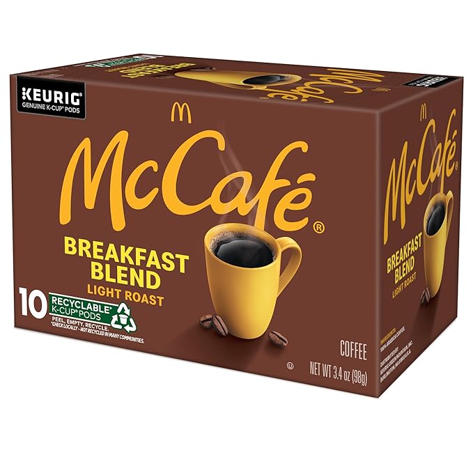 McCafe Breakfast Blend Single Serve Coffee Keurig K-Cup Pods Light Roast 60 Count (6 Packs of 10)