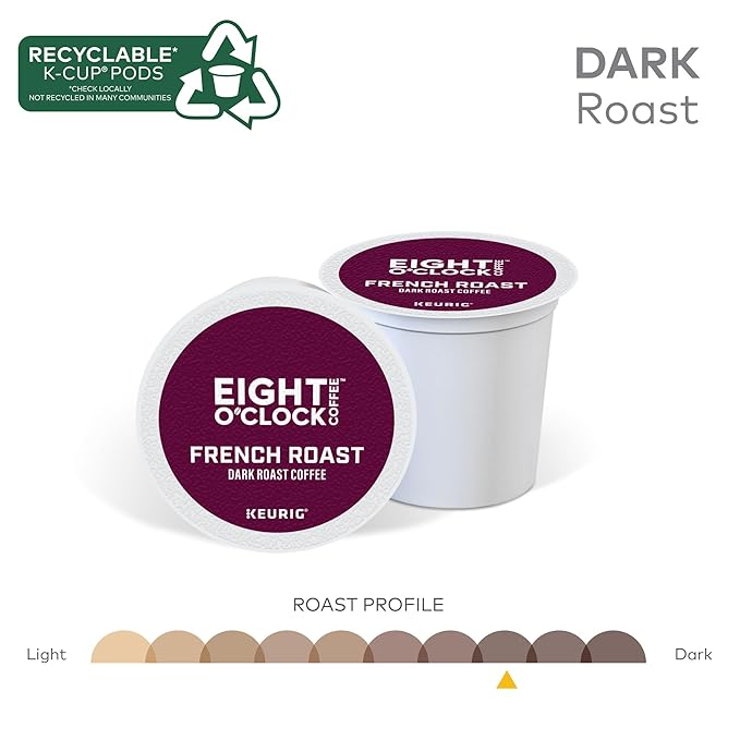 Eight O'Clock Coffee French Roast Single-Serve Coffee K-Cup Pods Dark Roast 72 Count