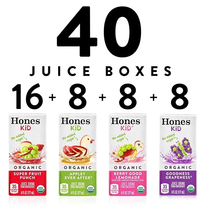 Honest Kid Assorted Organic Juice Drink Variety Pack 6 Fl OZ (40 Count)