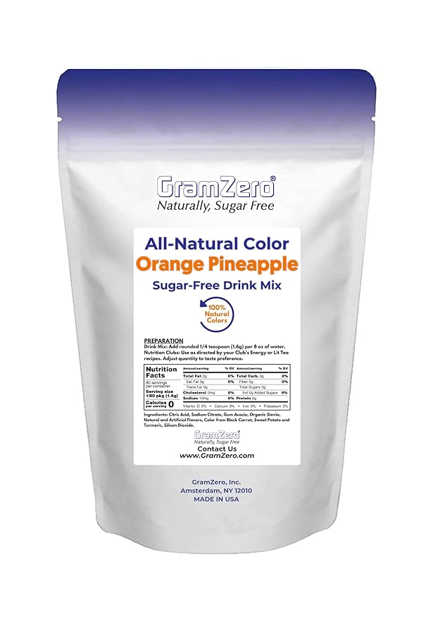 GramZero Orange Pineapple Zero Calorie Sugar Free Drink Mix Great For Nutrition Club Loaded Tea Stevia Sweetened