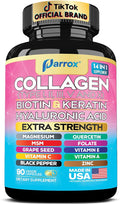 Collagen Peptides Types I II III V &amp X MCG Biotin Keratin Hyaluronic Acid MSM Zinc Grape Seed Extract Quercetin Vitamin A Vitamin C Vitamin E Magnesium Folic Acid (90 Capsules)