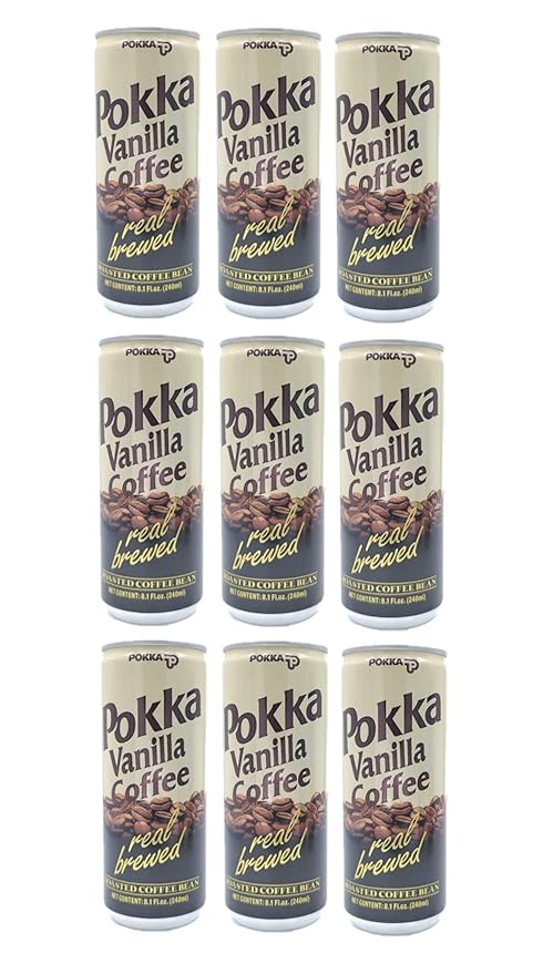 POKKA Coffee 9-Pack Set - Milk Coffee Vanilla Coffee Cappuccino 8.1 Fl Oz (240ml) Each (Vanilla Coffee)