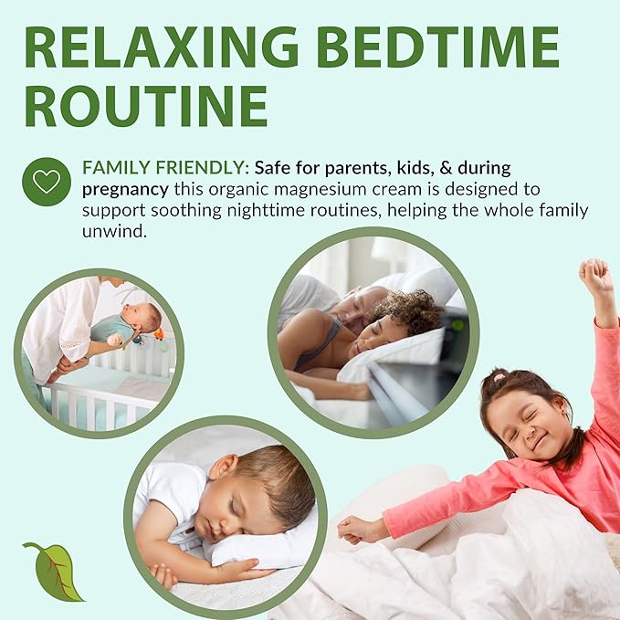 Taspen's Organics Magnesium Unscented Sleep Cream | Natural Nighttime Topical Magnesium for Babies Toddlers Kids &amp Pregnancy | Promotes Relaxation Deep Sleep &amp Soothes Muscles (9 oz)