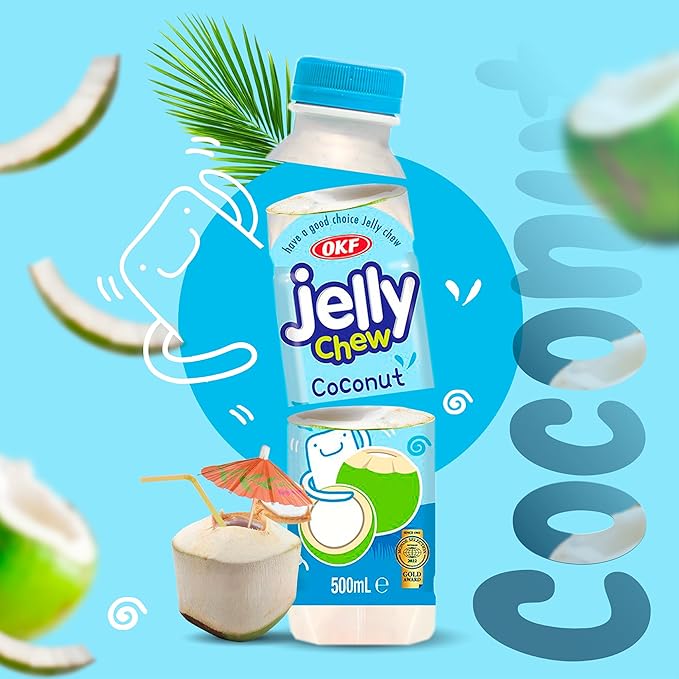 OKF Coconut Juice with Coconut Jelly Original Coconut Water Non GMO No Preservatives No Artificial Color Gluten Free/Fat Free 16.9 Fl Oz (Pack of 20)