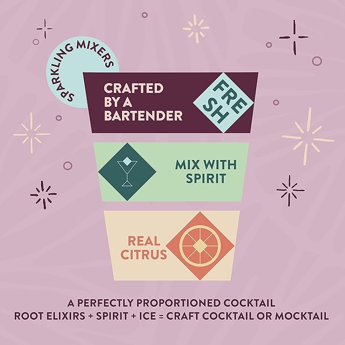 Root Elixirs Ginger Beer Sparkling Mixer for Craft Cocktails or Mocktails | All Natural Zero Proof Fresh Citrus No Artificial Sweeteners 7.5 FL oz (Pack of 8)