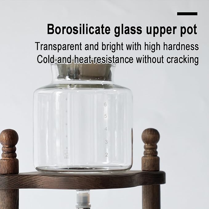 Coffee Cold Brew Drip Tower Ice Cold Brew Dripper with Adjustable Drip Speed Stainless Steel Valve 4~6 Servings Capacity and 3-4 Hour Cold Brew Drip 65% less Acidic for Coffee Shop